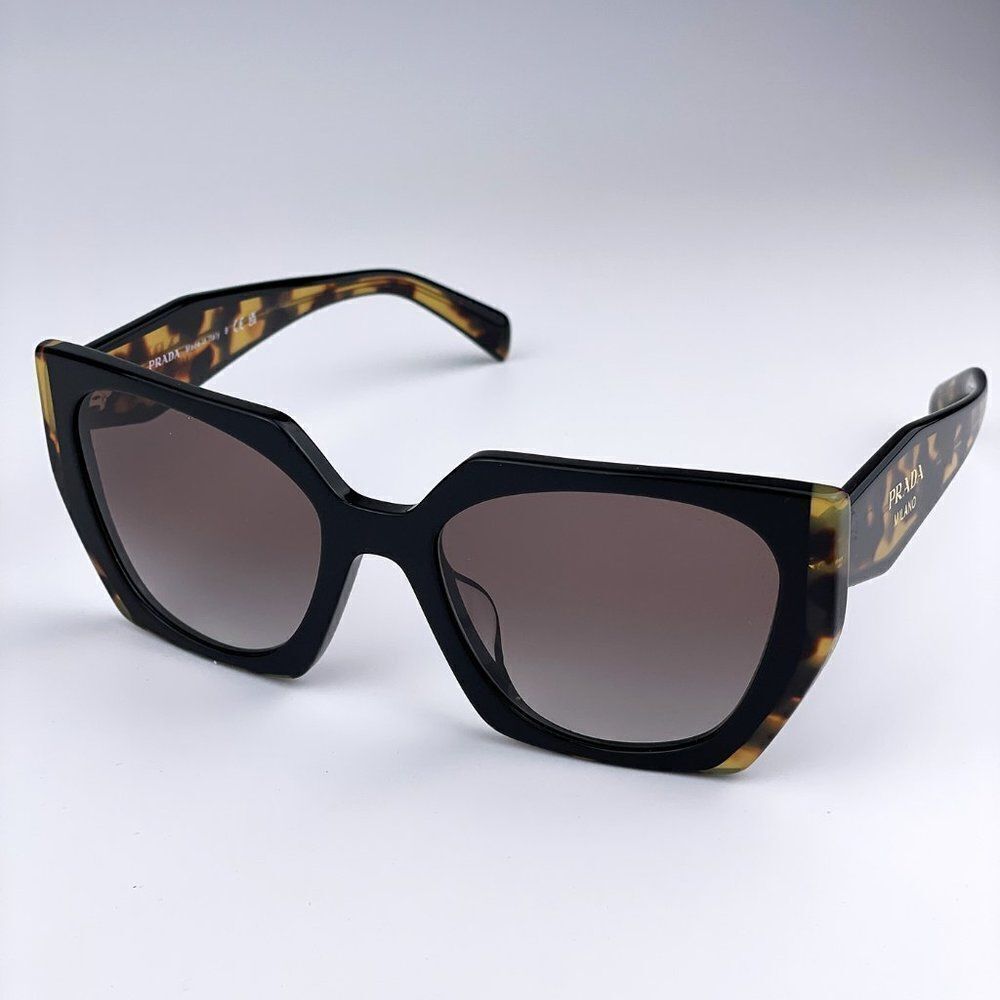 NEW Prada PR15WS 3890A7 Black Tortoise Dark Gray Gradient Square Women Sunglasse - Picture 3 of 9